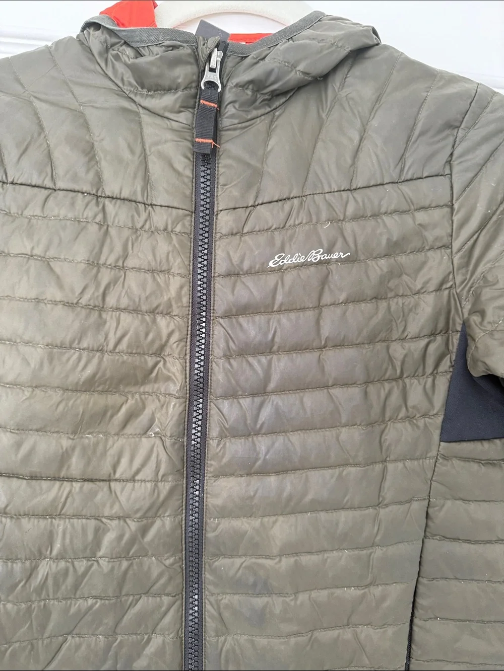 Eddie Bauer Olive Hooded Kids Packable Down Jacket